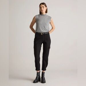 ❌SOLD Quince Black Ultra-Stretch Ponte Tapered Cargo Pants Size Medium